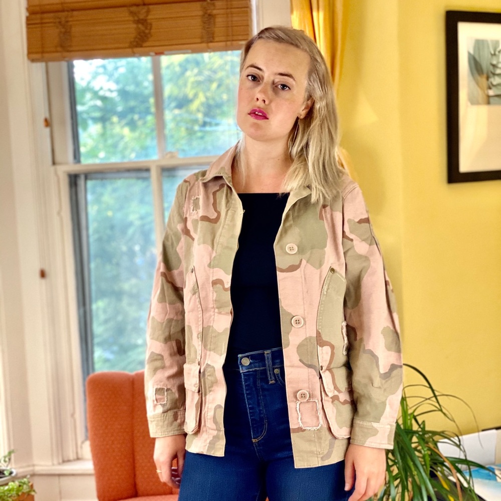 Anthropologie Pink Lida Camo Utility Jacket XSP